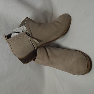Toms Leather Suede/Wool Upper Side Zip Ankle Boots Size 7.5